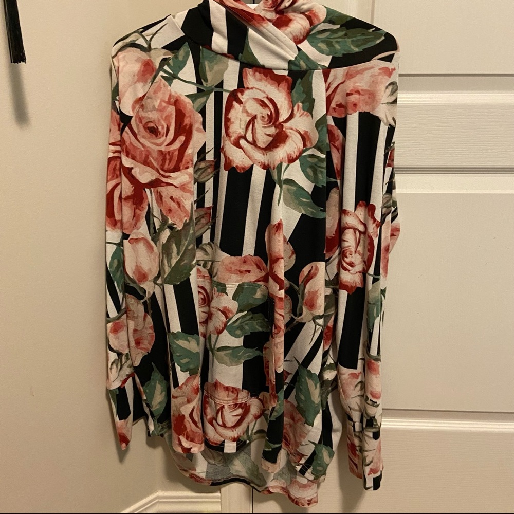 Floral long sleeve shirt sweater